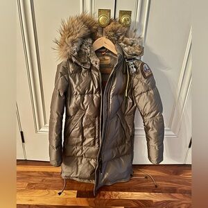 Parajumpers Masterpiece Series Bronze Winter Coat with Fur Hood. Woman S
